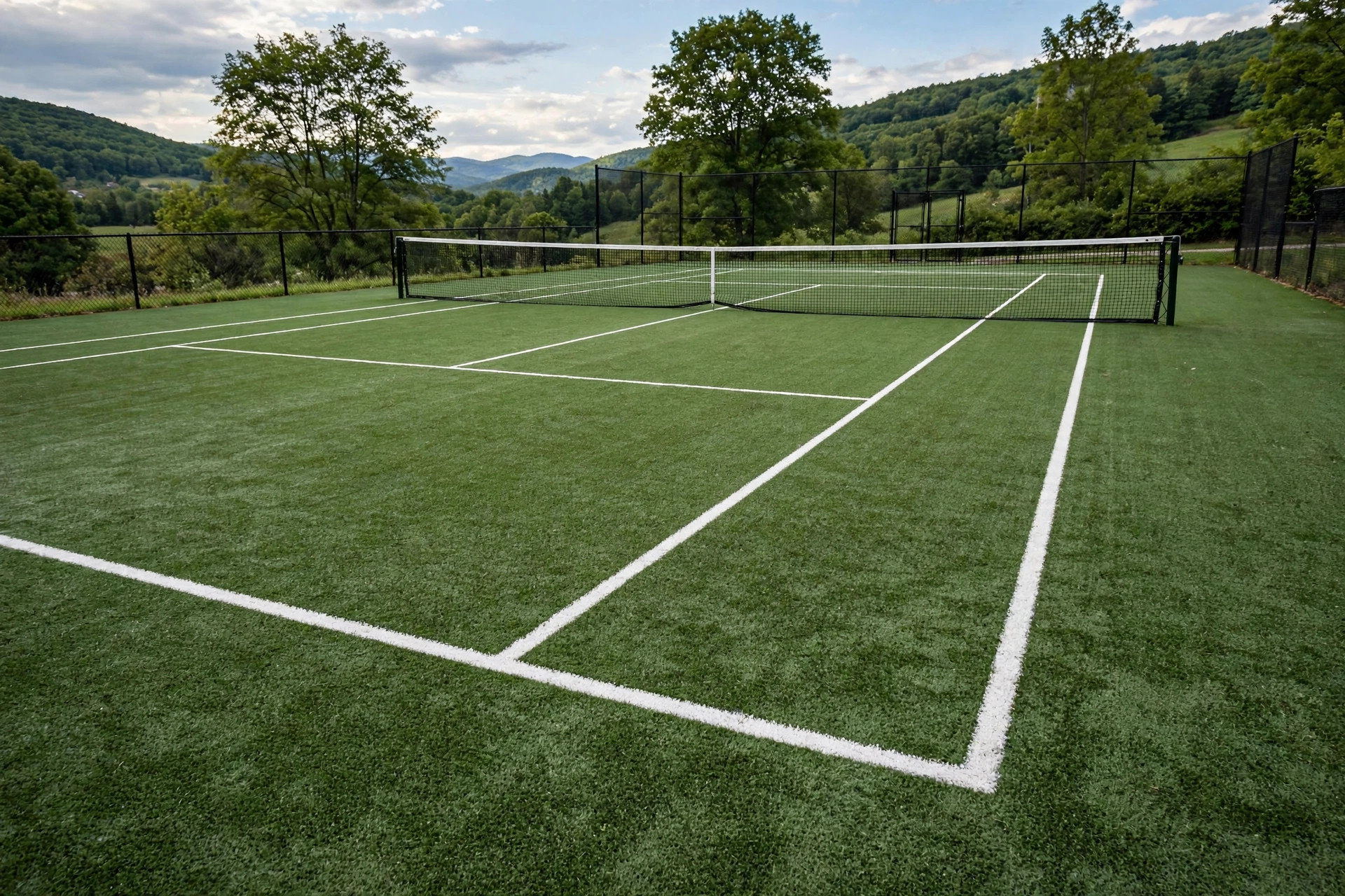 Astro turf court surface showing the short synthetic pile