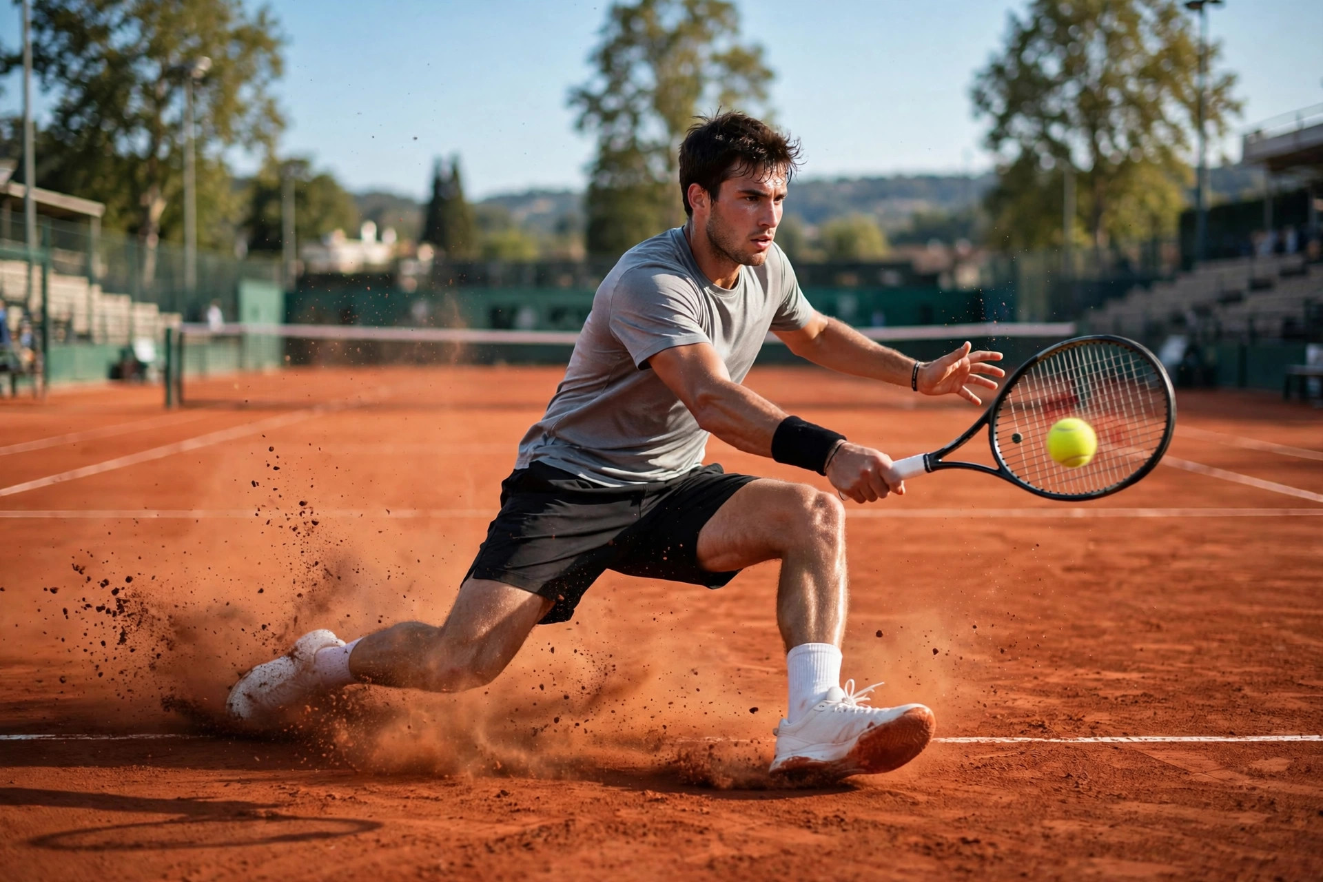 ASICS Gel-Resolution X Clay tennis shoe on a clay court