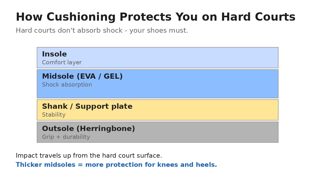 Tennis shoe midsole cushioning cross-section