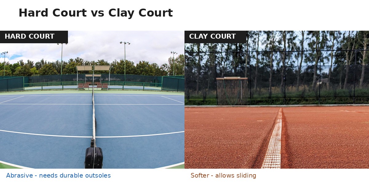 Hard court vs clay court surface comparison