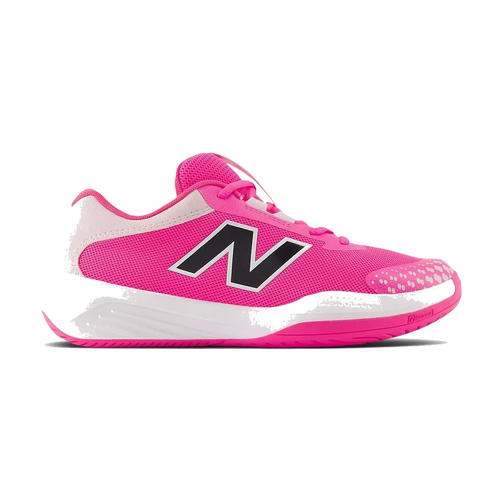 New Balance Kids FuelCell 996v6 tennis shoe, side view on white background.