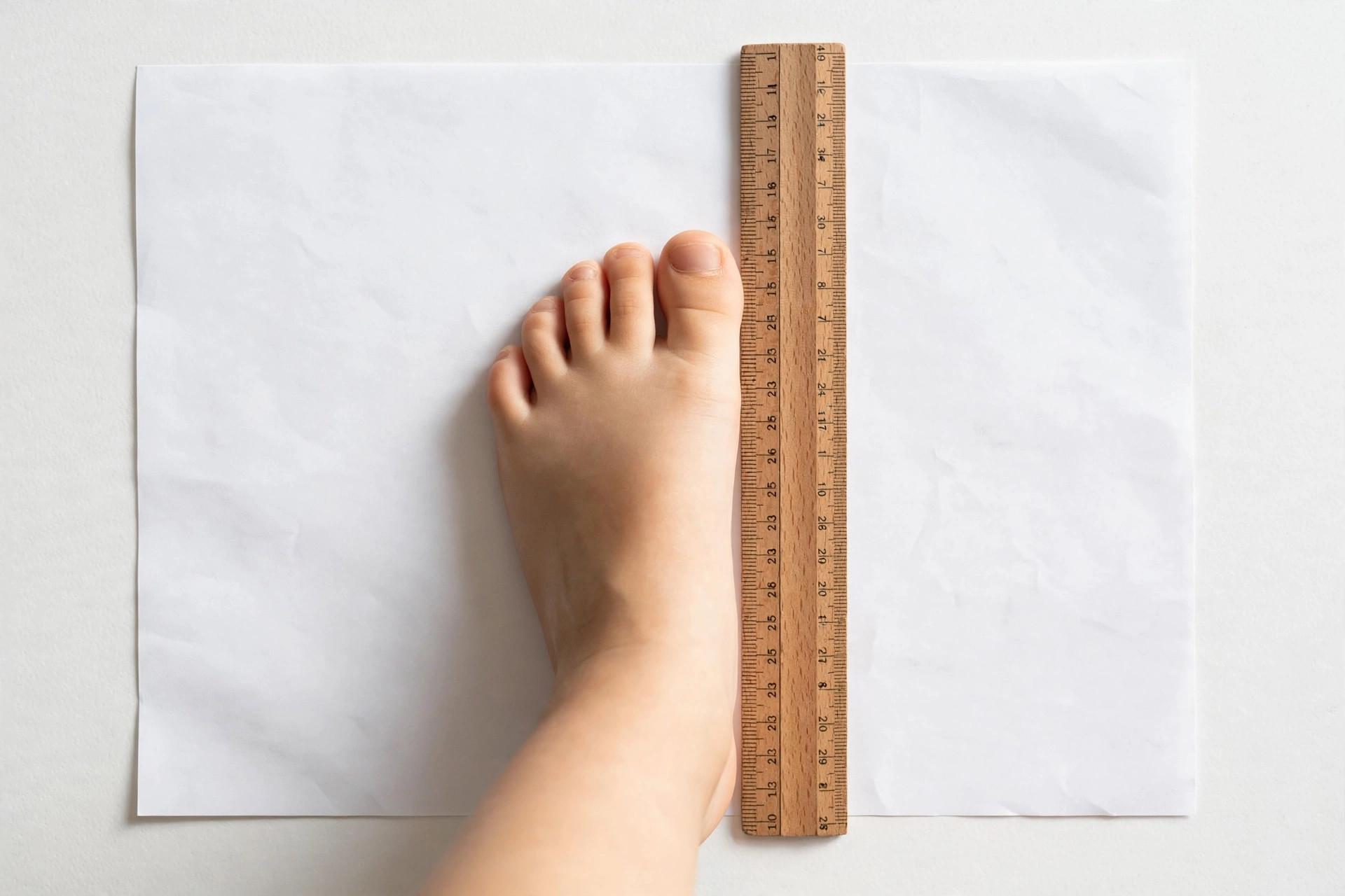 Child's foot being measured for shoe size.