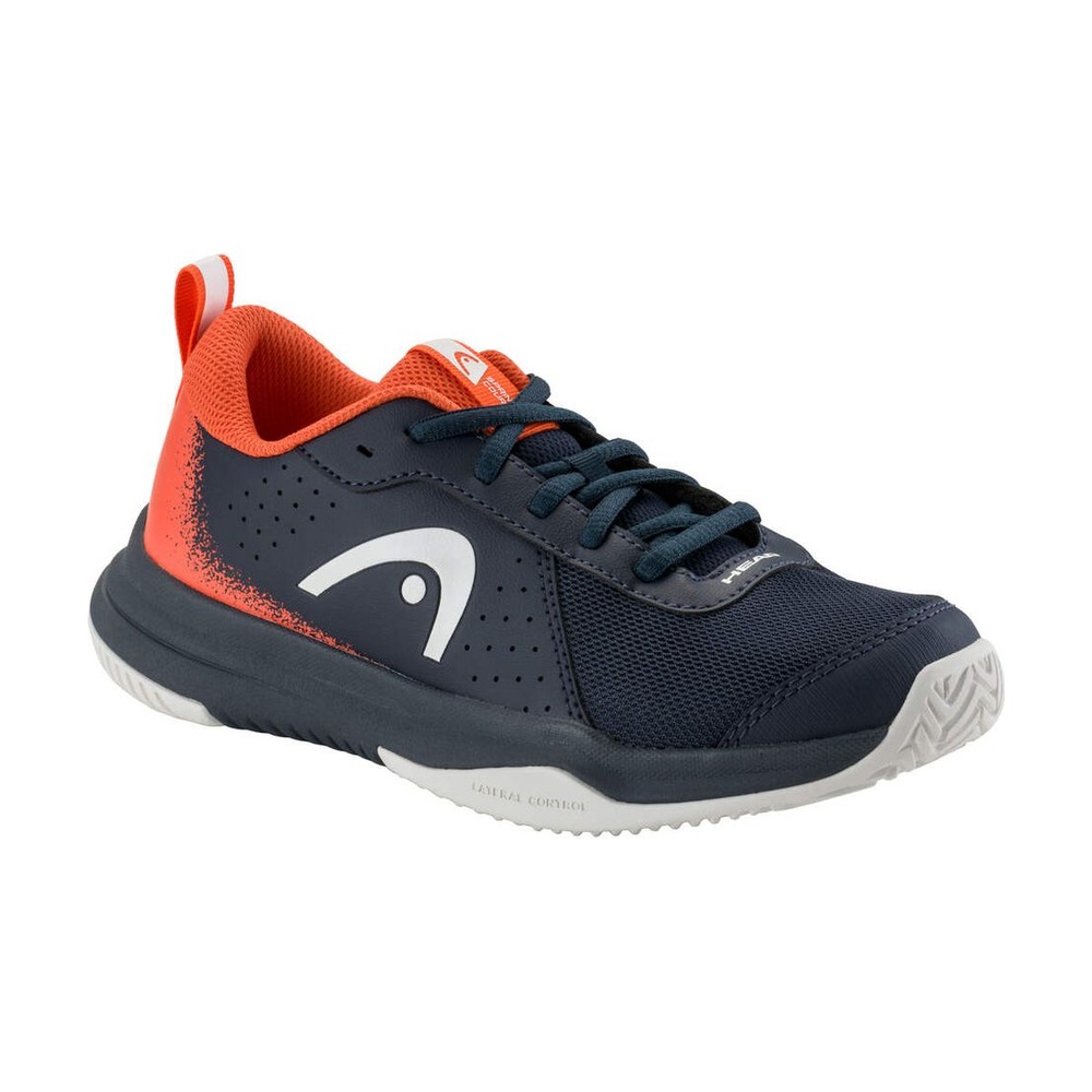 HEAD Sprint Court 4.0 Junior tennis shoe, side view on white background.